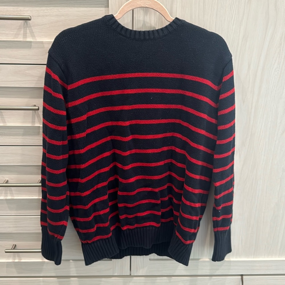 Brandy Melville red and navy striped crew neck